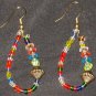 Rainbow Jeweled Orient dangling hoop earrings