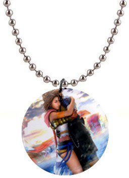 Yuna and Tidus hug--ffx/ff10-1 inch button Necklace