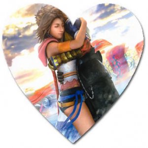 Yuna and Tidus hug--ffx/ff10-Heart shaped magnet