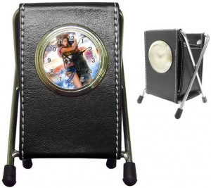 Yuna--Tidus --ffx/ff10--black Pen Holder Desk Clock