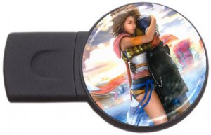 Yuna and Tidus-ffx/ff10- round USB Flash Drive 4 GB
