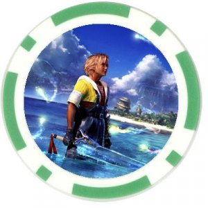 Warrior Tidus--ffx/ff10--10 green Poker Chip Card Guards