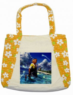 Warrior Tidus ffx/ff10--Floral Tote Bag
