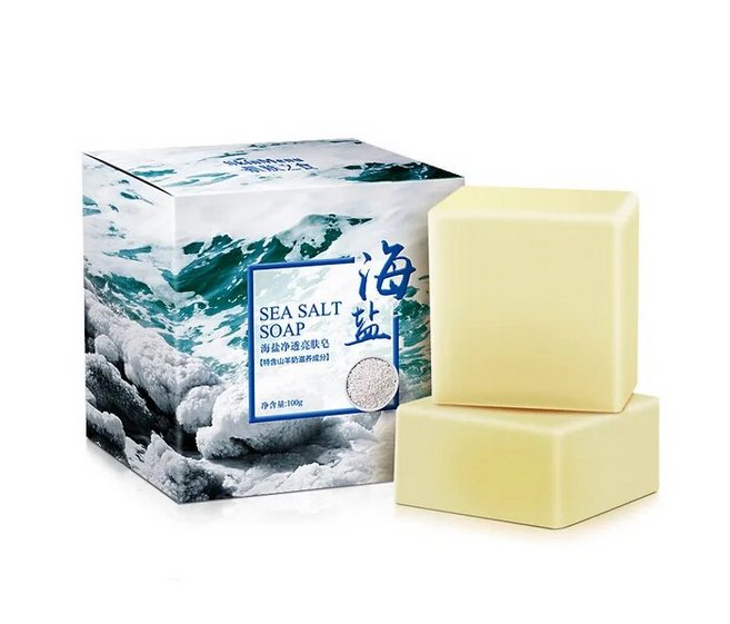 2 sets Sea Salt Soap  Pimple Pores Acne  Cleanser Soap Acne Face Wash