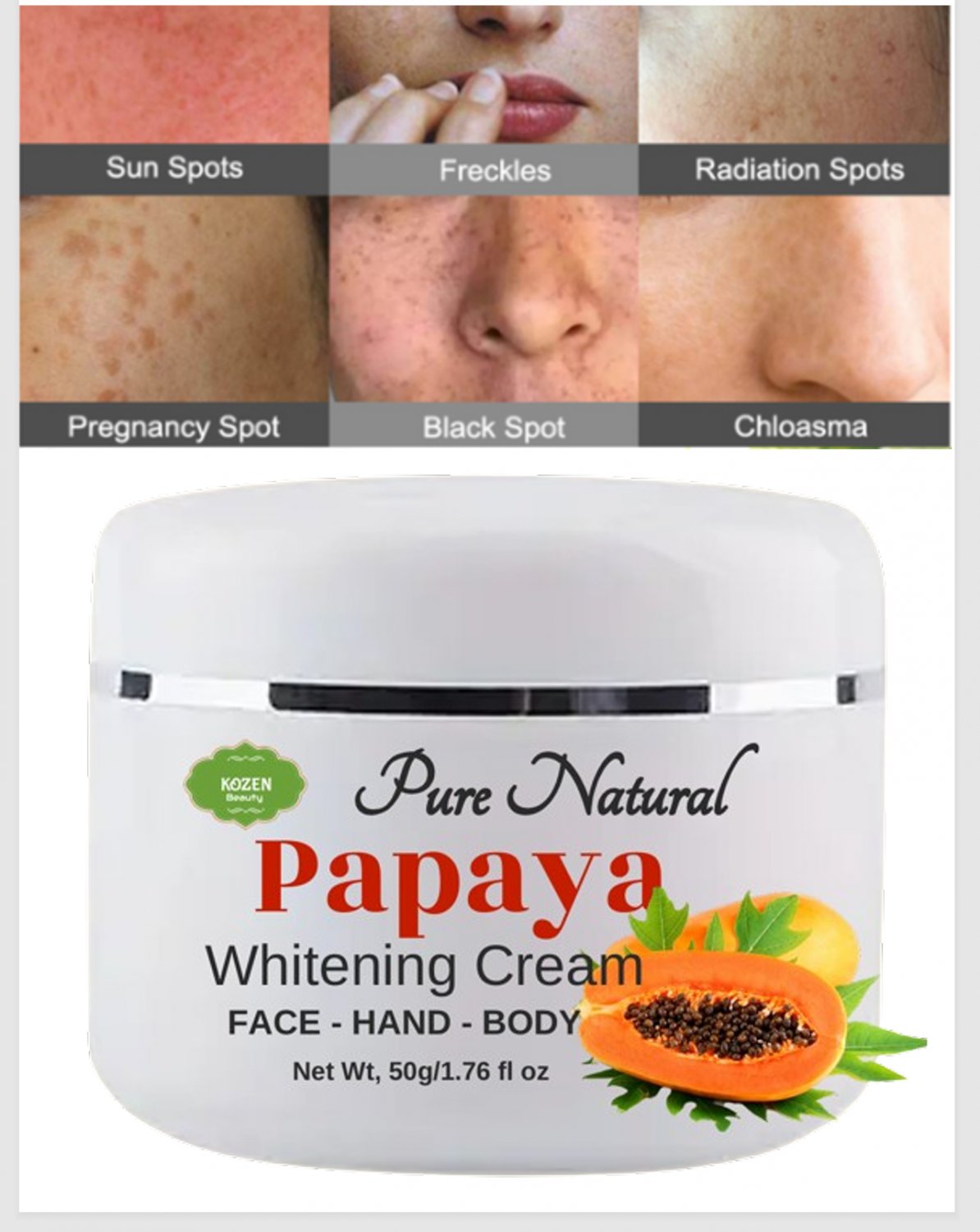 Papaya Extract Vitamin C Day & Night Freckle Dark Spot Whitening Cream 2PCS Set