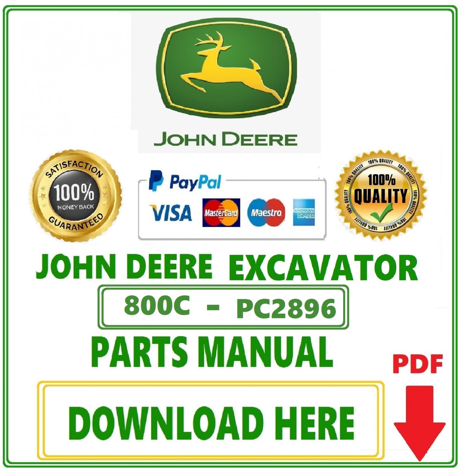 Pdf John Deere 800C Excavator Parts Catalog Manual-PC2896