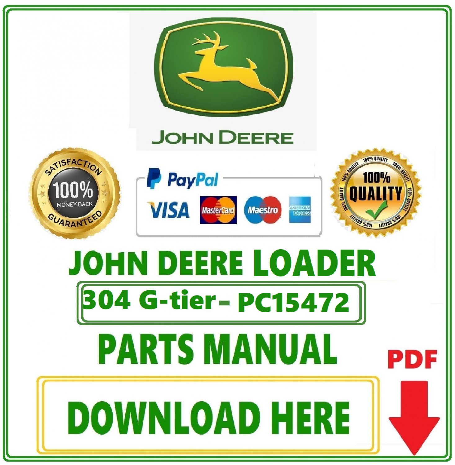 John Deere 304 G-tier, Gen-A Loader Parts Catalog Manual Download Pdf-PC15472