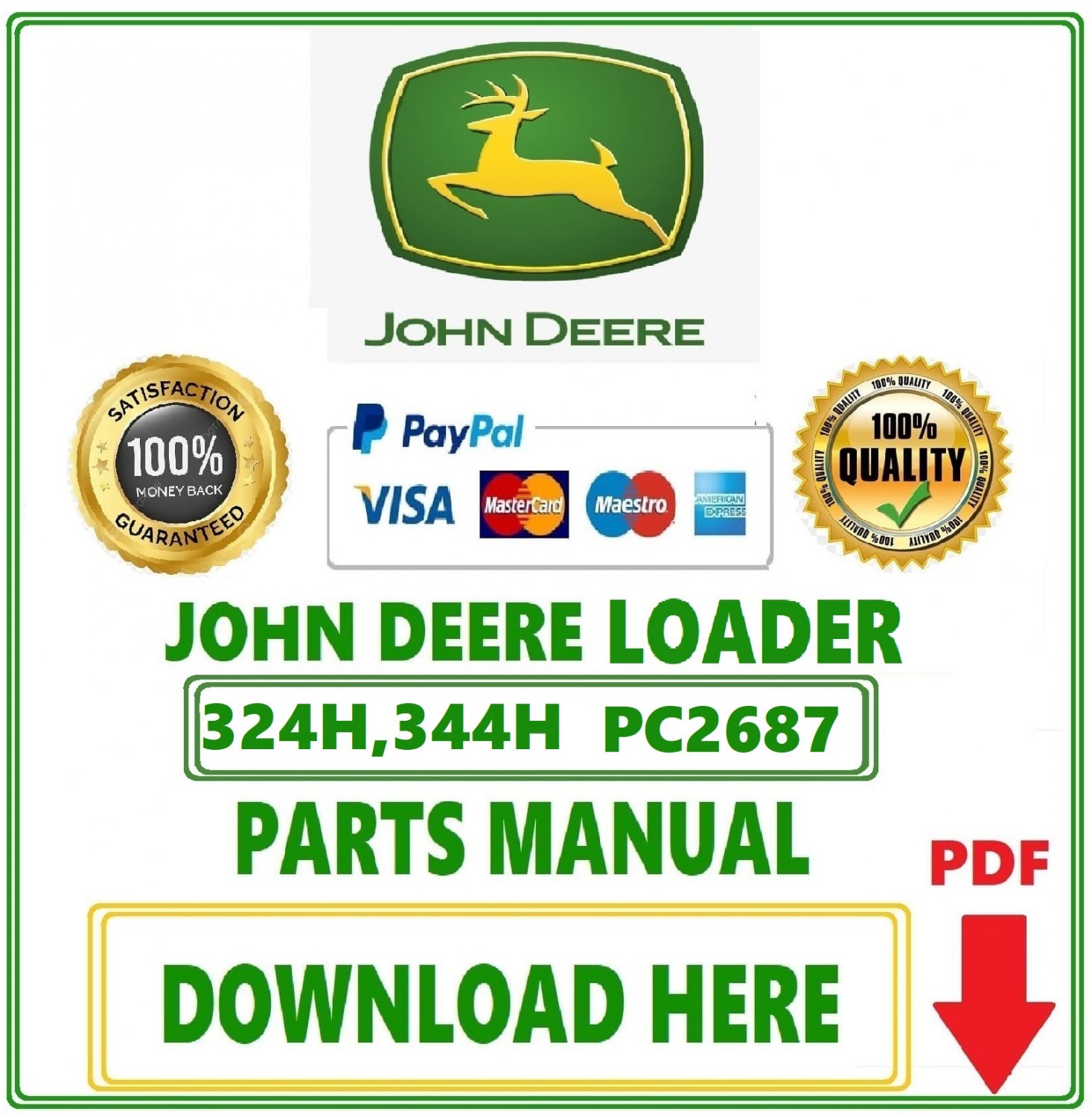 John Deere 324H and 344H Loader Parts Catalog Manual Download Pdf-PC2687