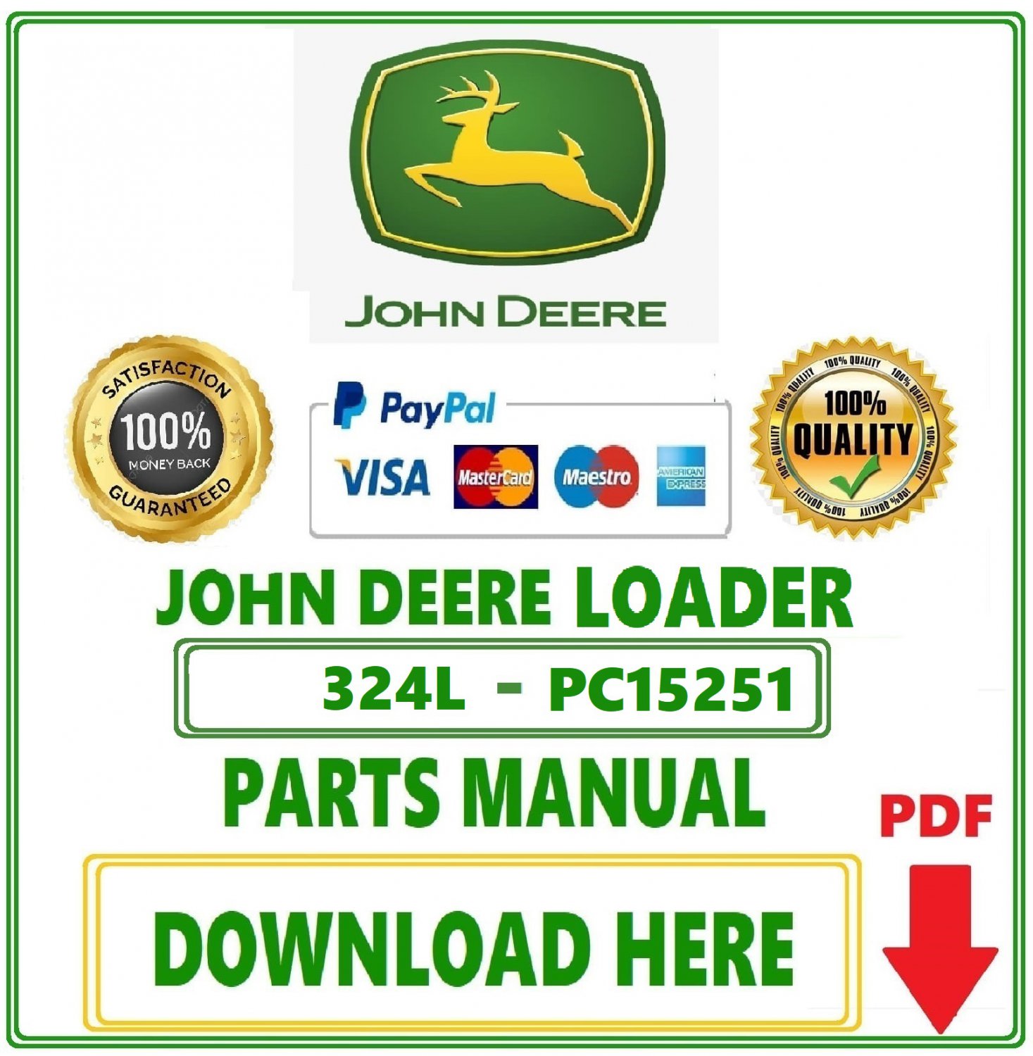 John Deere 324L Loader Parts Catalog Manual Download Pdf-PC15251