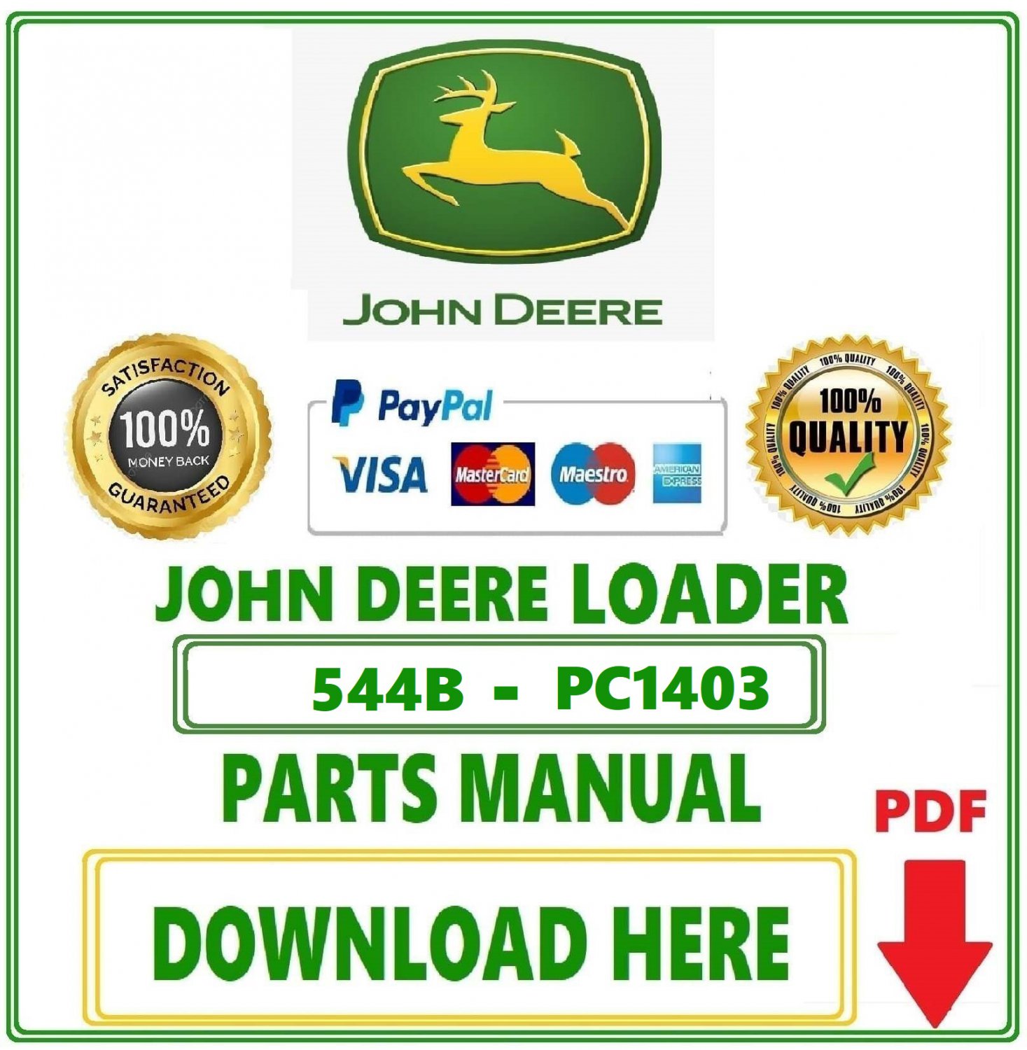 John Deere 544B Loader Parts Catalog Manual Download PdfPC1403