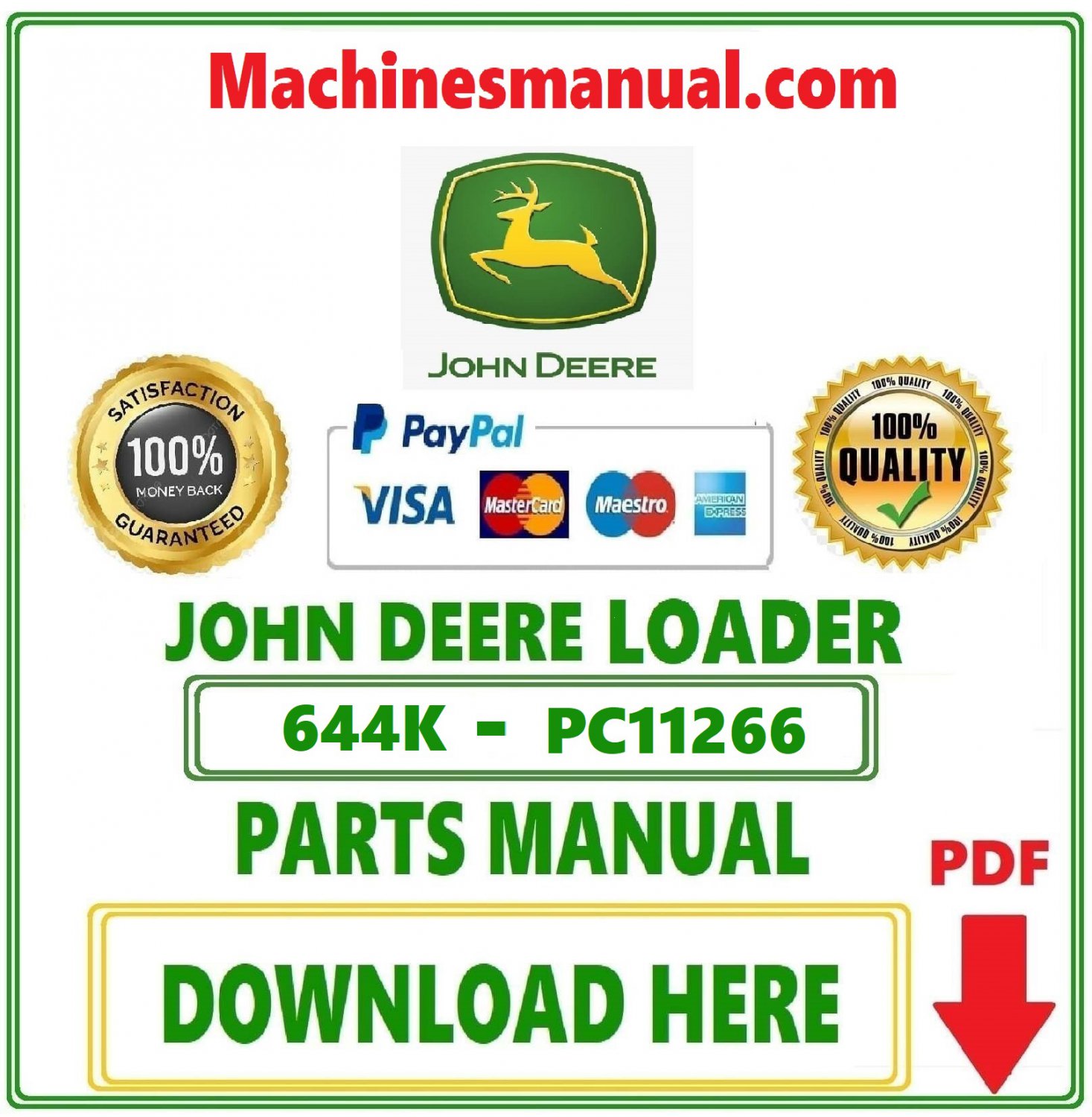 John Deere 644K Loader Parts Catalog Manual Download PdfPC11266