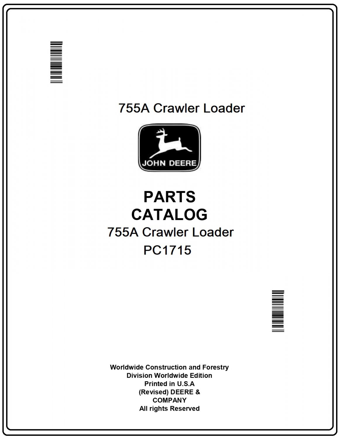 John Deere 755A Crawler Loader Parts Catalog Manual Download Pdf-PC1715