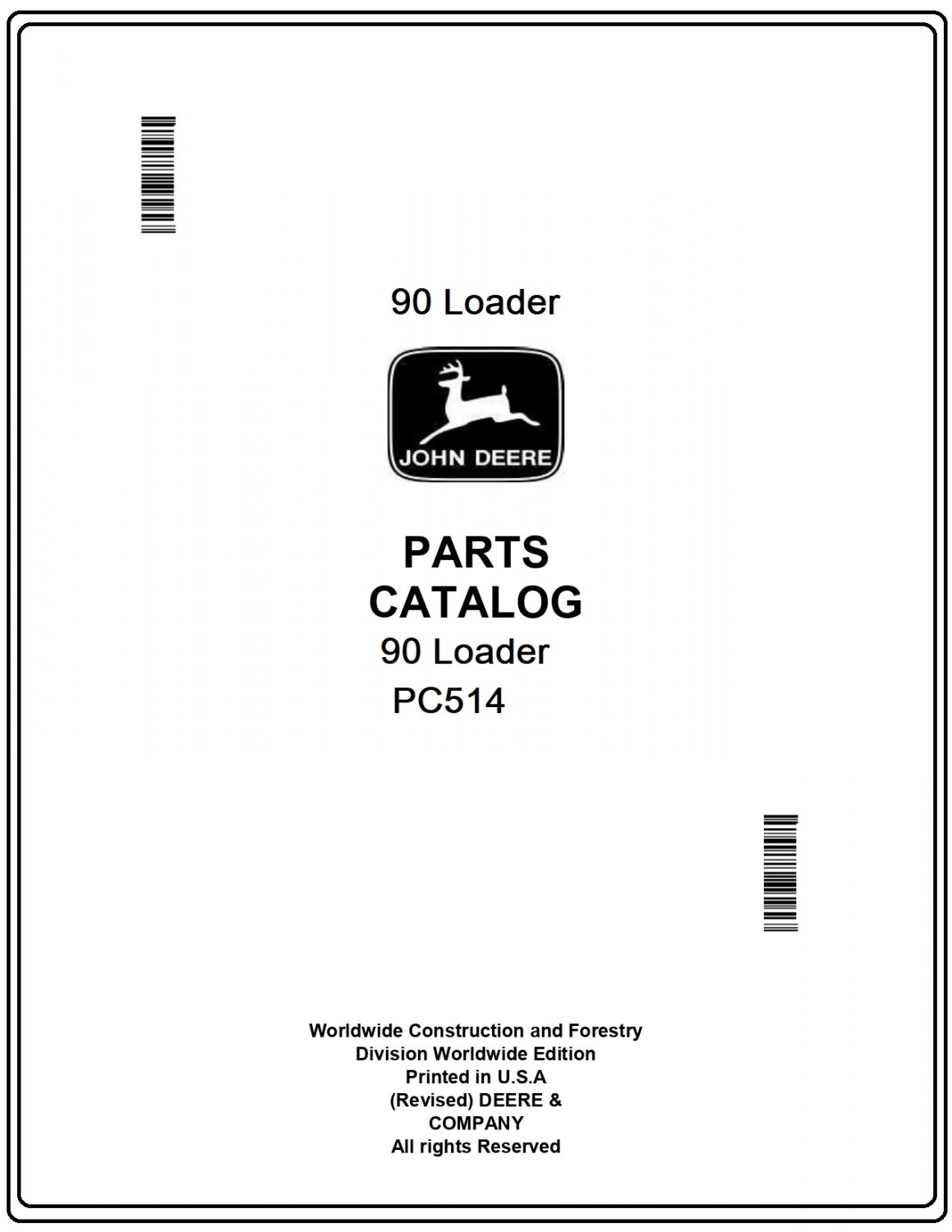 John Deere 90 Loader Parts Catalog Manual Download Pdf-PC514