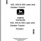 John Deere 425, 445 & 455 Lawn and Garden Tractor Parts Manual Download Pdf-Pc2351
