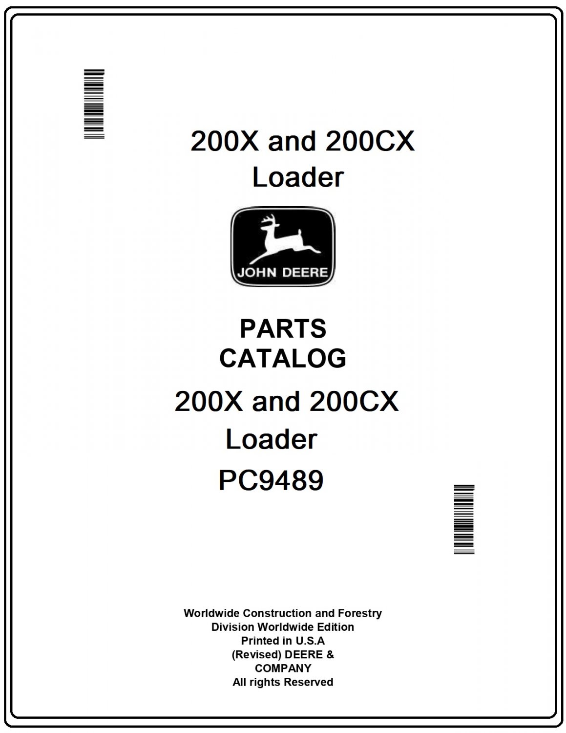 John Deere 200X and 200CX Loader Parts Catalog Manual Download Pdf-PC9489