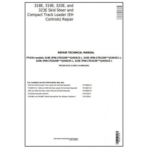 John Deere 318E, 319E, 320E, 323E Compact Track Loader Service Repair Manual TM13011X19