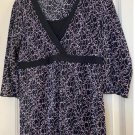 DRESS BARN LONG TOP BLK PINK ABSTRACT  MID SLEEVE V NECK  XTRA LARGE PETITE