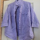 BUTTERFLY SHIRT TOP BLOUSE PURPLE WHITE STRIPE WITH A HIGHLIGHT OF SILVER THREADING PLUS SIZE 18/20W