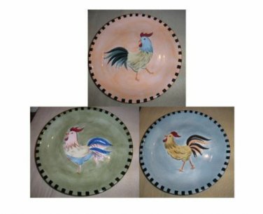 LILLIAN VERNON PLATES ROOSTER DESIGN 8"  3 AVAILABLE