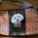 Pet Paw Print Purse Leather Like "I Love My Maltese"