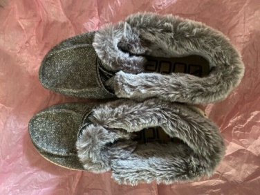 Hey Dude Grey Shoes Britt Youth Fur Lined US Y 3-L14 UK-2