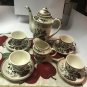 VINTAGE 30'S 10 PIECE SET  Footed Demitasse Indian Tree Brown By Nasco Japan