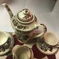 VINTAGE 30'S 10 PIECE SET  Footed Demitasse Indian Tree Brown By Nasco Japan