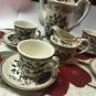 VINTAGE 30'S 10 PIECE SET  Footed Demitasse Indian Tree Brown By Nasco Japan