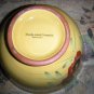 HAND PAINTED CERAMIC POTTERY BOWL YELLOW WITH RED FLORAL