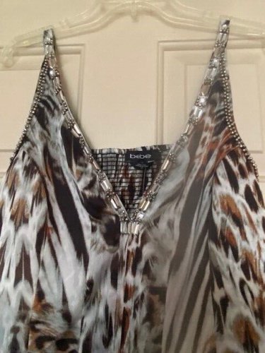 BeBe two piece outfit leopard print stylish and sexy LG jewel embellished