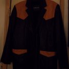 FERUGINI LEATHER JACKET COAT BLACK BROWN LARGE NICE AND SOFT WELL CARED FOR