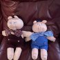 VINTAGE COLLECTIBLE HAND MADE STUFFED PIG DOLLS YOUR CHOICE OR BUY PAIR FOR LE$$