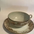 Vintage Noritake #175 Flat Cups & Saucers Set of 4 Gold Moriage ScrollsFlowers