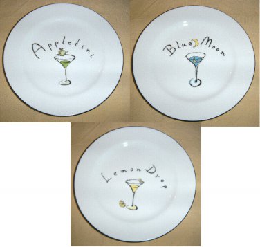 Pottery Barn Appetizer Plate 3 TO CHOOSE FROM Lemon Drop Appletini or Blue Moon