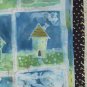"The Neighborhood" Primitive Folk Art Batik, Original, Framed