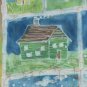 "The Neighborhood" Primitive Folk Art Batik, Original, Framed