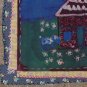 "Small House" Framed Batik Painting, Primitive Folk Art, Quilt Block Style
