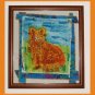"Morning Cat" Oroginal batik painting, prim folk art style