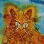"Morning Cat" Oroginal batik painting, prim folk art style