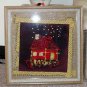 "Waiting Up" Original Framed Batik Painting of a Quilt BlLock Style House