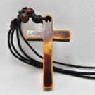 Wood Cross Pendant Necklace with Jesus Design Men's/Women's Fashion