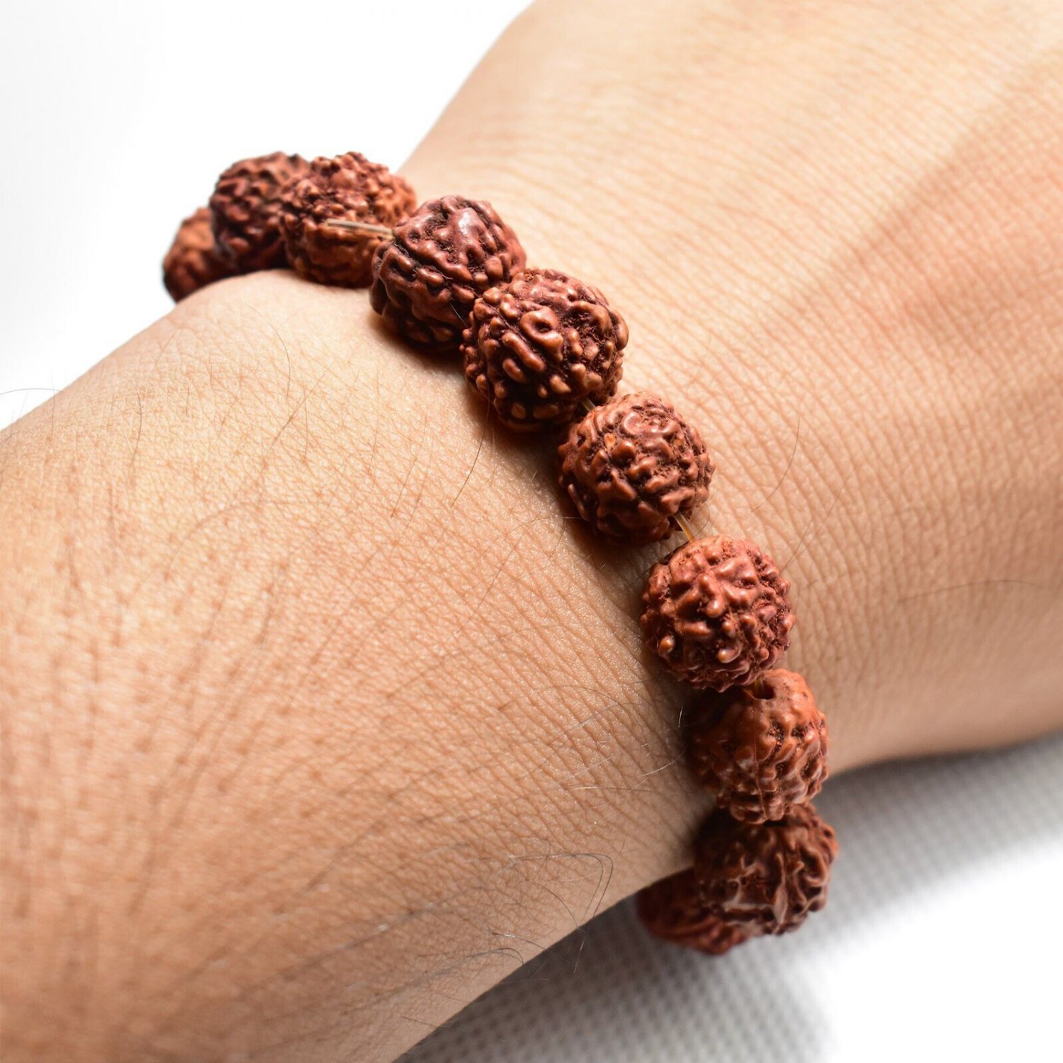 Handmade Natural Bracelet Painted Seed Wrist Brown Wood Beaded  Men Women