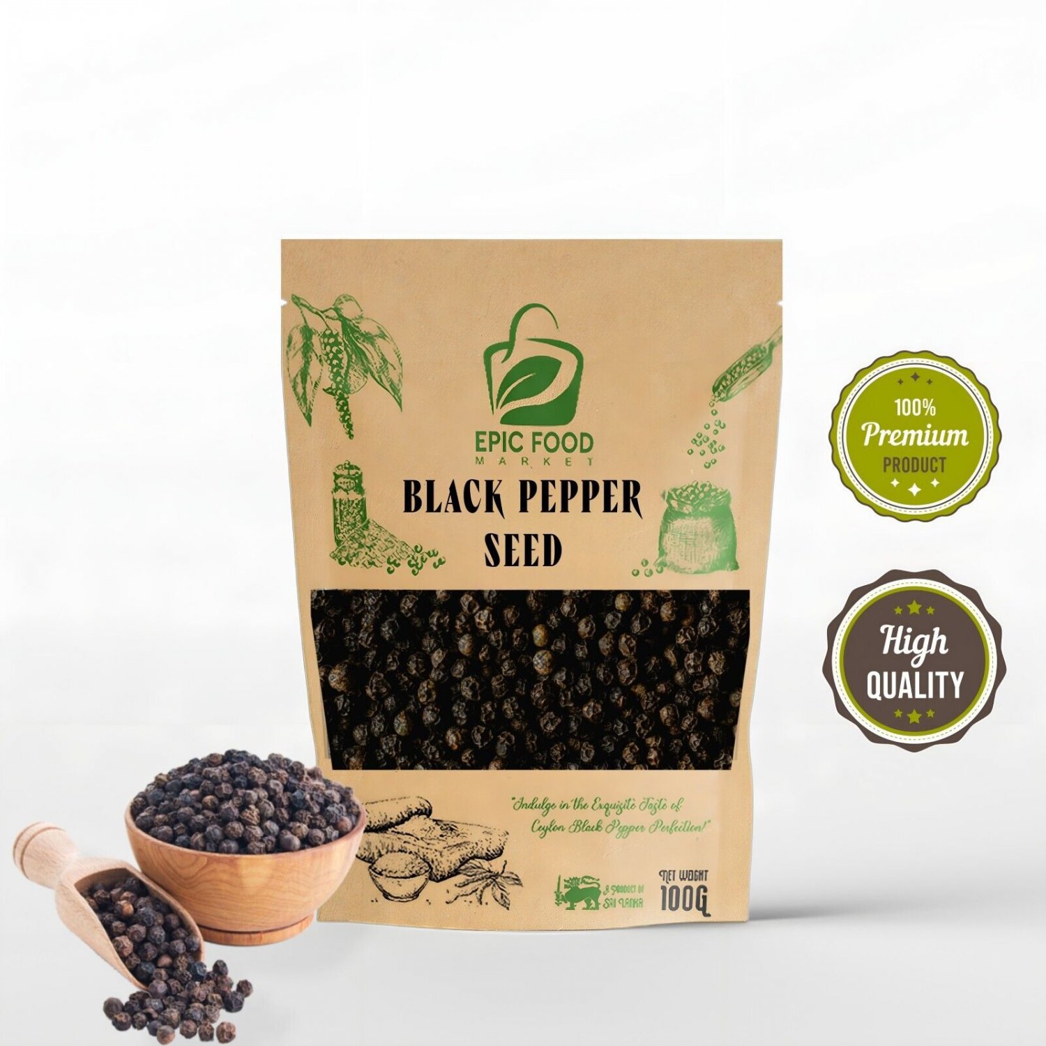 Ceylon Black Pepper Seed 100% Organic pure natural  High Quality Spice Sun dried