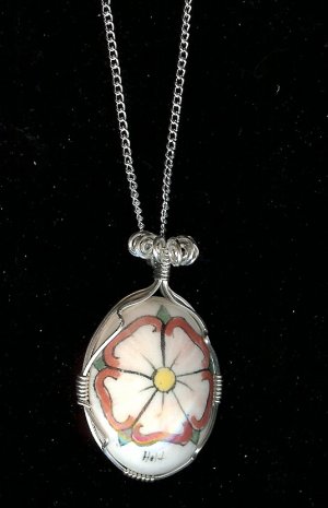 Wire Wrapped Large Rose Pendant Necklace
