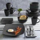 Beautiful 32-Piece Dinnerware Set Round Square Plates Bowls Mugs, Gray