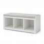 3-Cube Entryway Wood Storage Bench with Upholstered Cushion Sitting, White