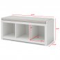 3-Cube Entryway Wood Storage Bench with Upholstered Cushion Sitting, White