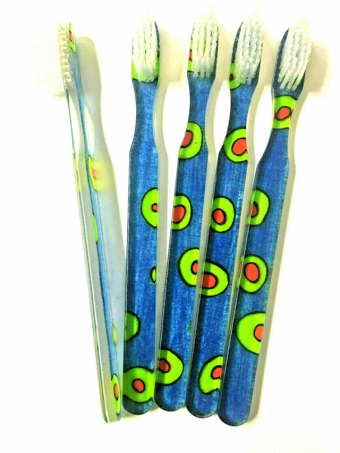 5-Pack Vintage Festive Blue Design Toothbrush By Alan Stuart of New York