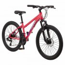 Girl's 24" Sidewinder Mountain Bike Off Road Tires, 21-Speed Bicycle, Pink