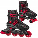 Roller Derby Sprinter 2-in-1 Skates Combo w/ Quick Switch Quad/Inline, Red, 2J-2